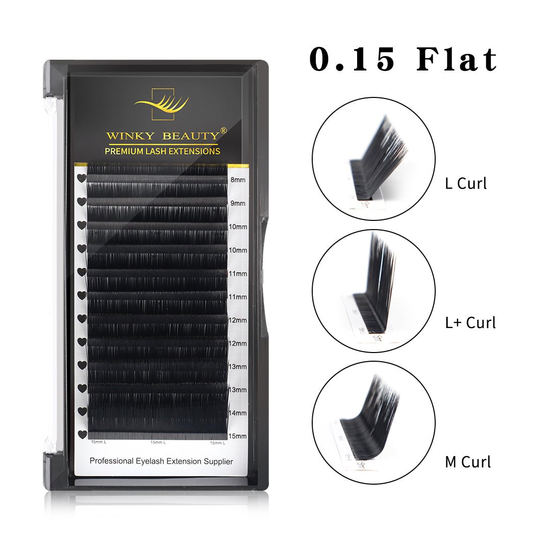 0.15mm L, L+ and M Curl Winky Beauty Ellipse Flat Lashes