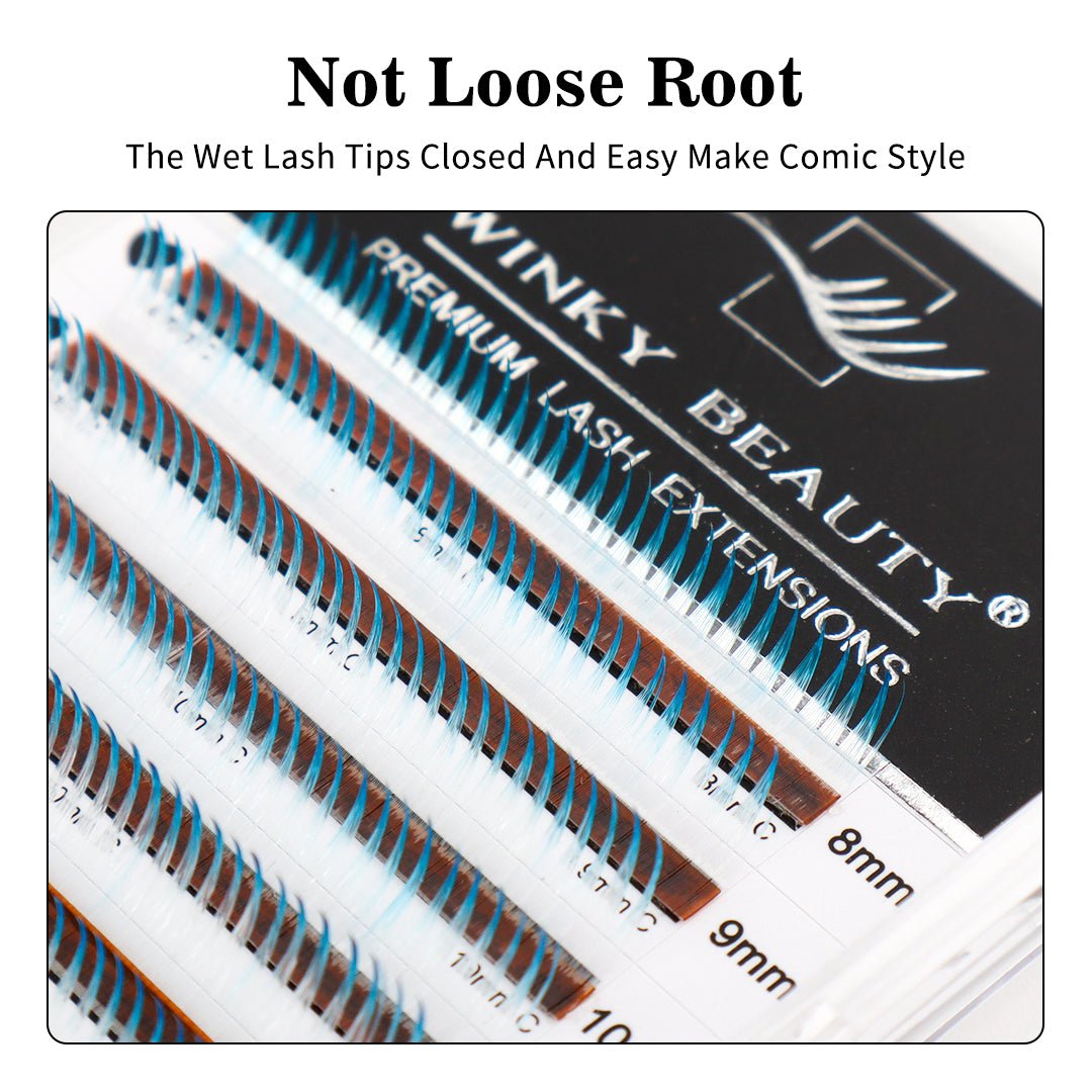 Wet Wispy Spikes Individual False Eyelashes-Ombre White Blue - Image 2