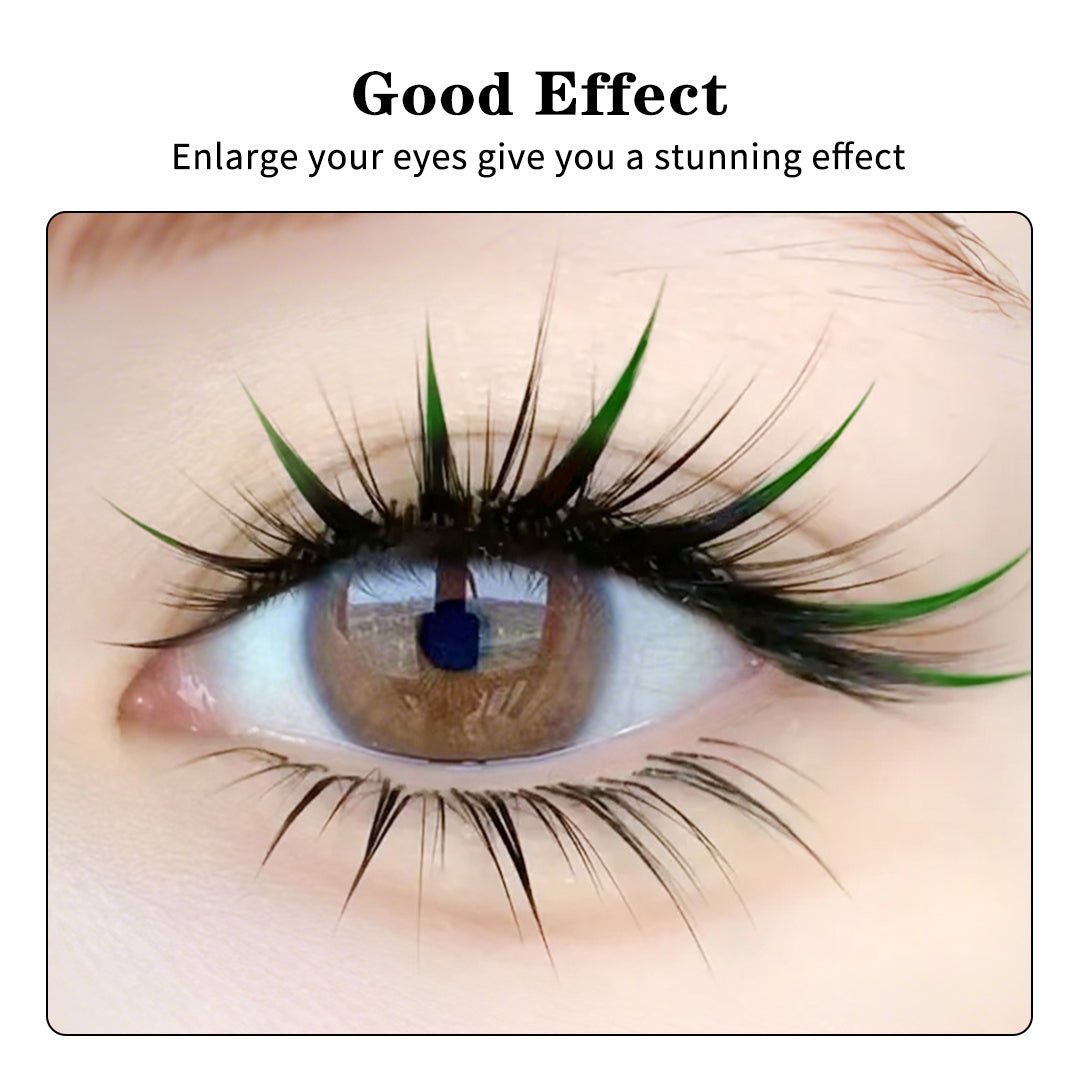 Wet Wispy Spikes Individual False Eyelashes-Ombre Black Green - Image 3