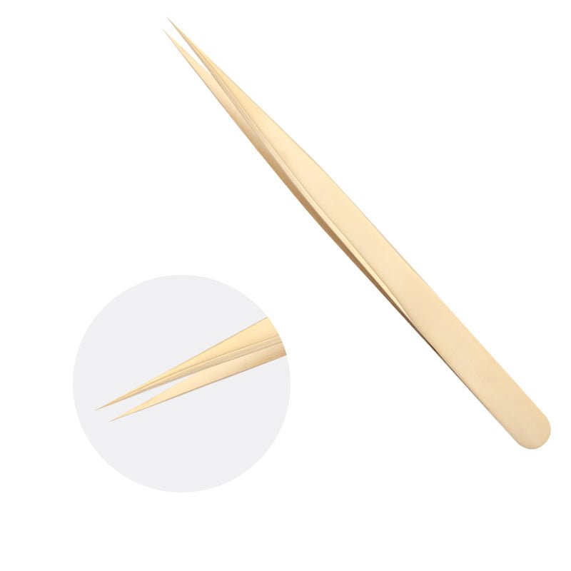 Tweezers丨Matte Golden Peacock Straight Tweezers Professional Eyelash Extensions Tweezers