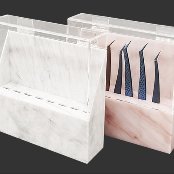 8-Hole Marbling Tweezer Display Stand Has a Dust Cover - Image 2