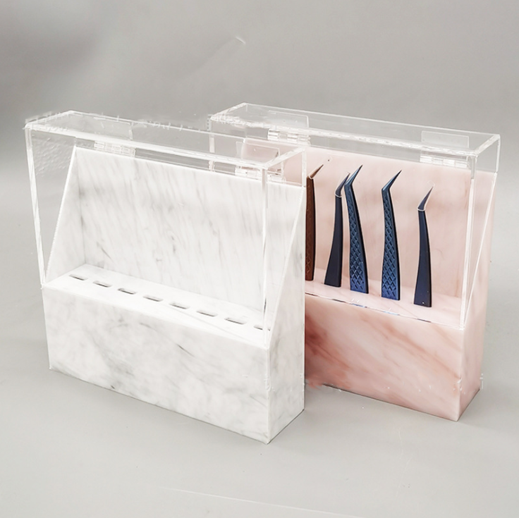 8-Hole Marbling Tweezer Display Stand Has a Dust Cover - Image 4