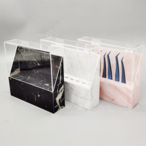 8-Hole Marbling Tweezer Display Stand Has a Dust Cover