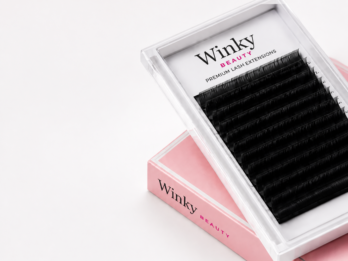 Winky Beauty lash tray in white and pink packaging
