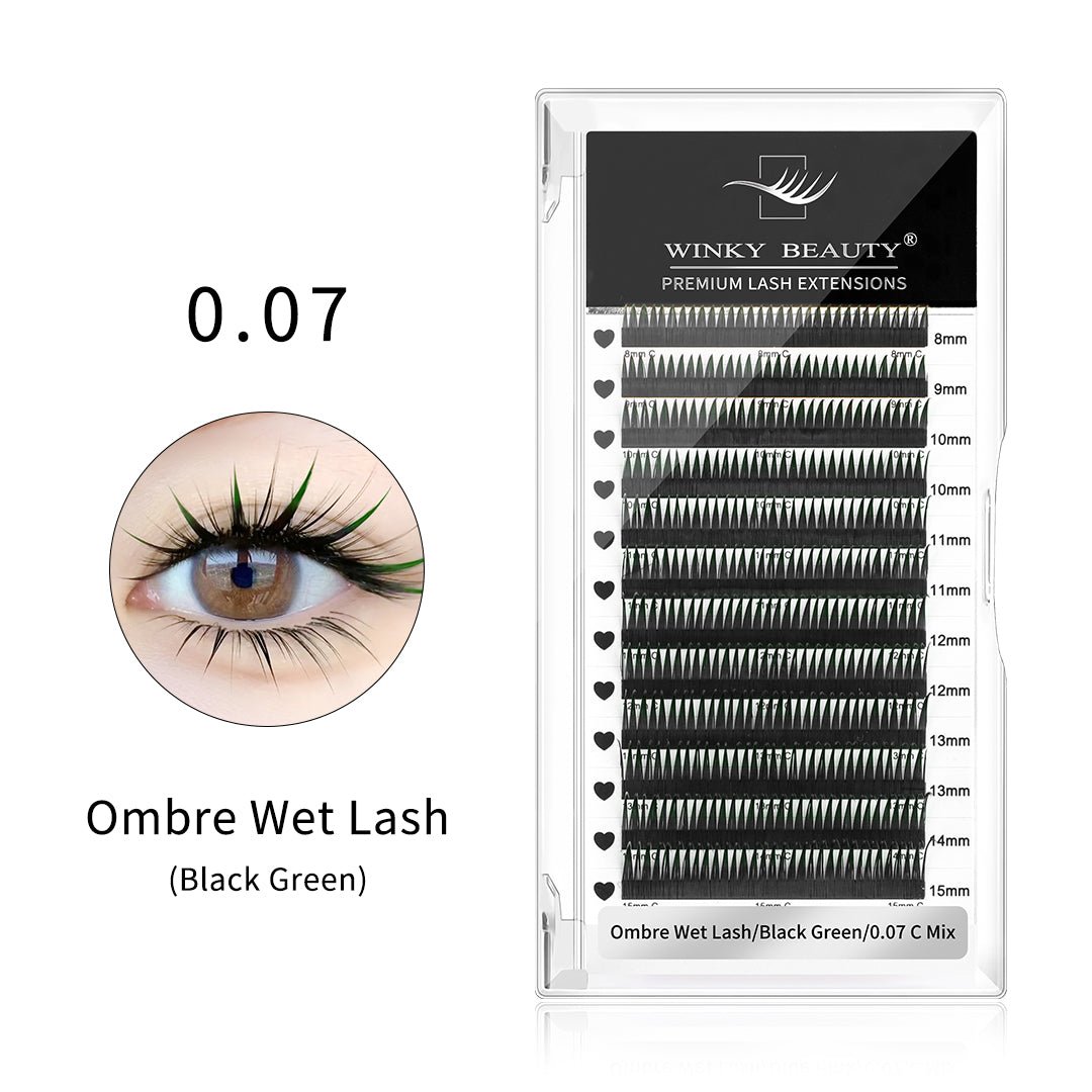 Wet Wispy Spikes Individual False Eyelashes-Ombre Black Green