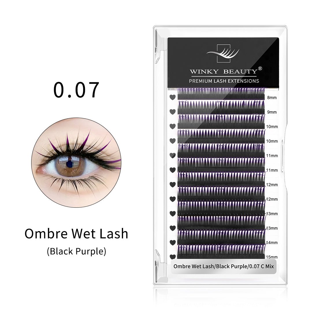 Wet Wispy Spikes Individual False Eyelashes-Ombre Black Purple