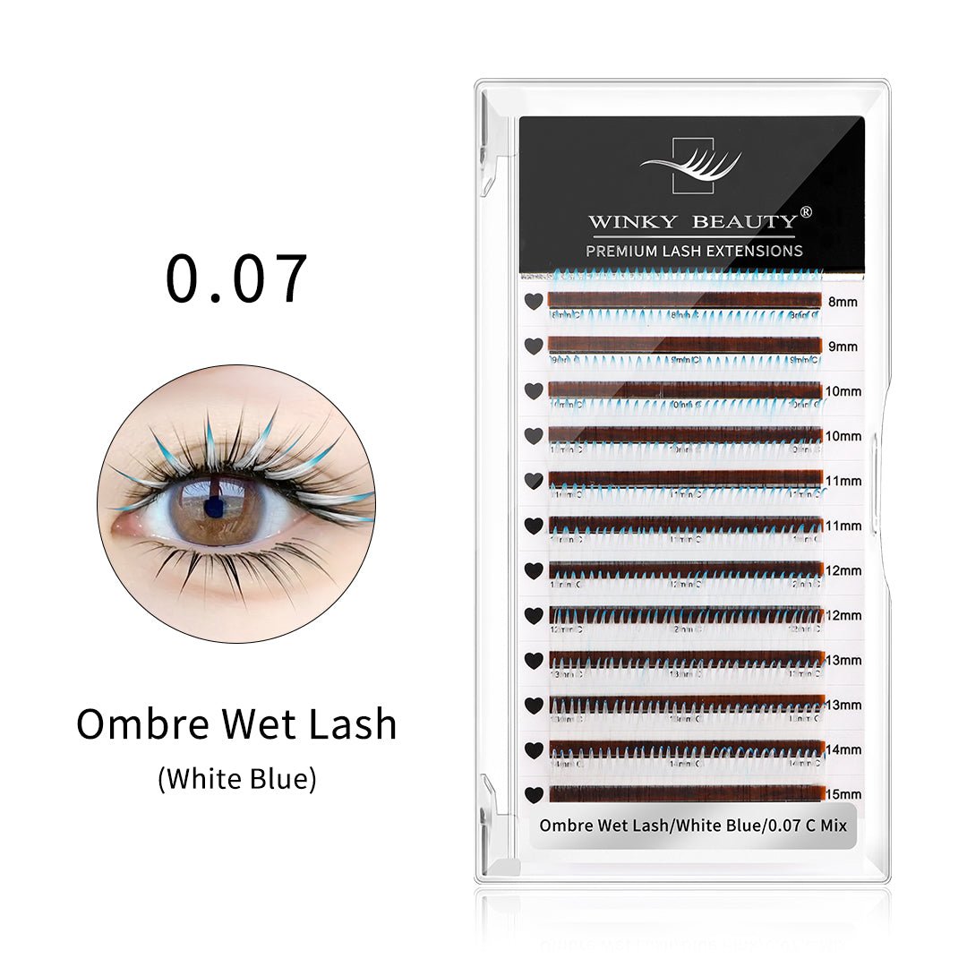 Wet Wispy Spikes Individual False Eyelashes-Ombre White Blue